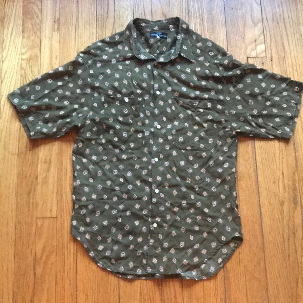 Vintage Olive Green Guess by Marciano Button Down Shirt, S/M
